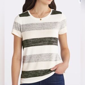Market & Spruce Juan Hi Lo Striped Knit Tee, Medium